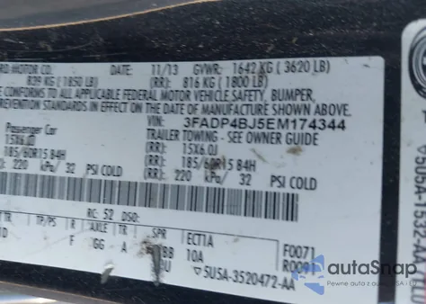 2014 Ford Fiesta Se из США, поврежденный, VIN 3FADP4BJ5EM174344